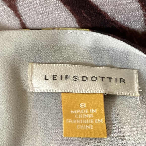 Anthropologie Leifsdottir Sarita Silk Swing Dress Bell Sleeves Abstract Print - Picture 12 of 13